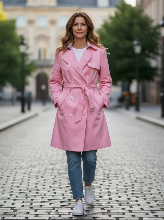 Ralph Lauren Jackets & Blazers - LAUREN RALPH LAUREN Vintage Nylon Jacket Pink Double Breasted Belt Trench Coat